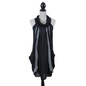 Glam & Fame Black Grey Sleeveless Tunic Top